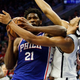 Illustration for article titled Joel Embiid Couldnt Keep A Straight Face While Apologizing For His Elbow On Jarrett Allen